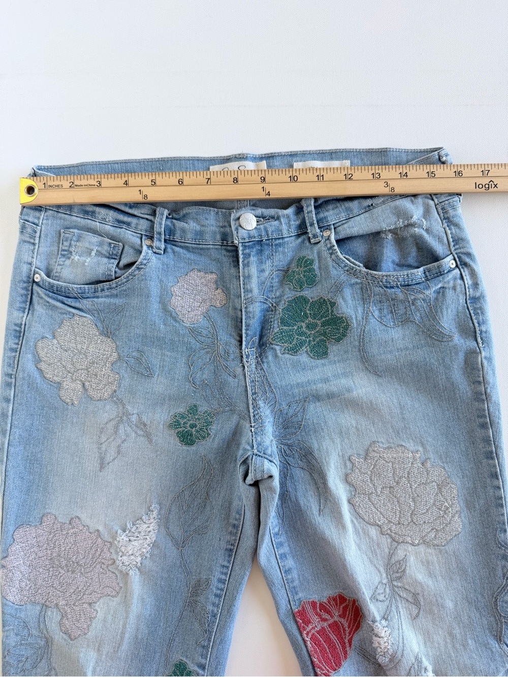 Jessica Simpson Mika Best Friend Floral Embroidered Straight Leg Jeans 29 - Picture 6 of 10